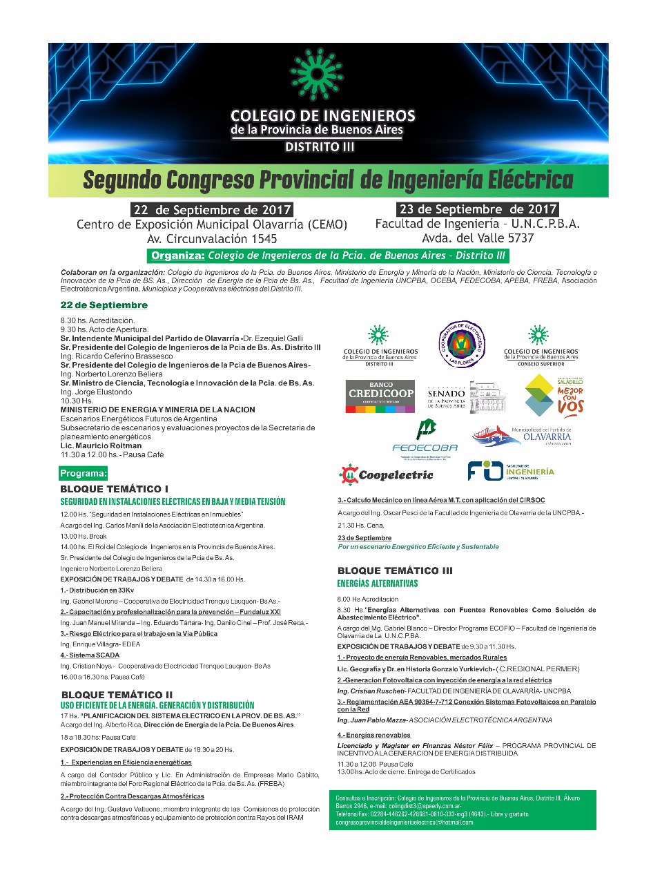 2º Congreso Provincial de Ingeniería Eléctrica FLYER
