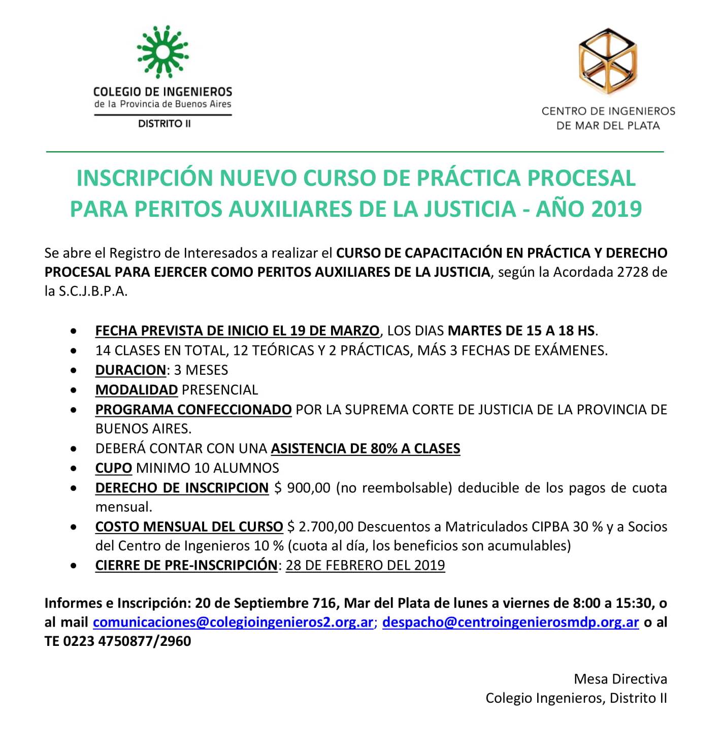 2019 02 20 Convocatoria preinscripción CURSO PRACTICA PROCESAL 1